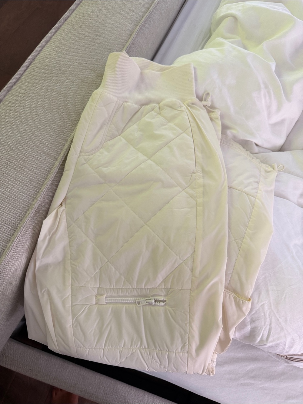 ALO Yoga Quilted Cream Comforter Blanket